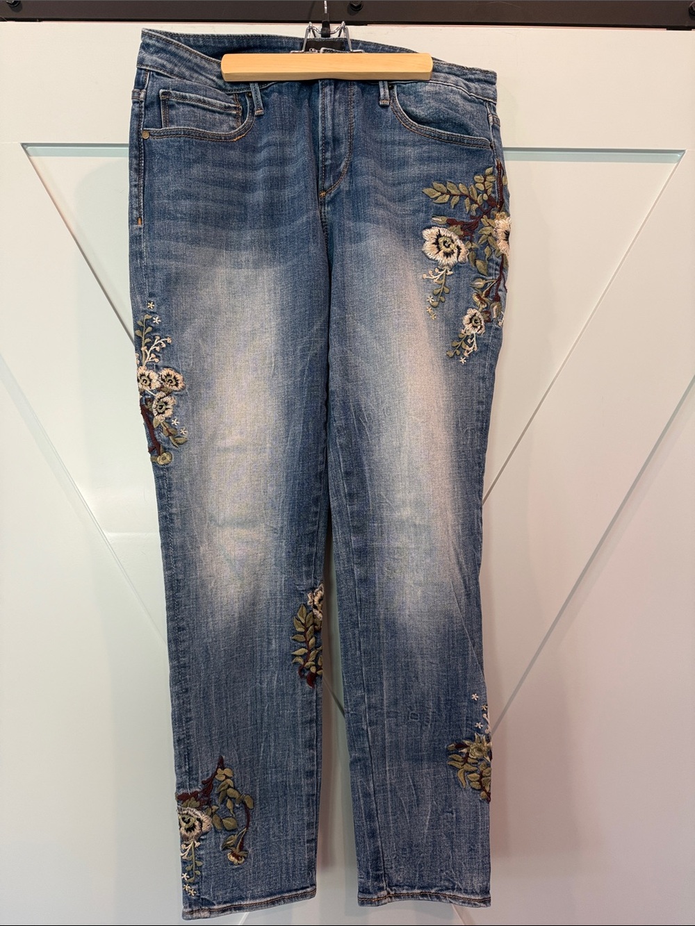 DRIFTWOOD Blue Embroidered Skinny Jeans